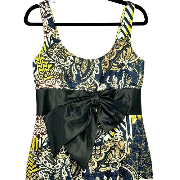 Kay Unger New York Silk Floral Cocktail Dress sz 8 Kitten Bow‎ Detail Fairycore - Picture 2 of 12